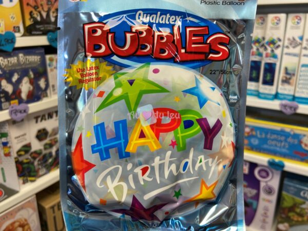 Ballon Bubbles Happy Birthday Etoiles